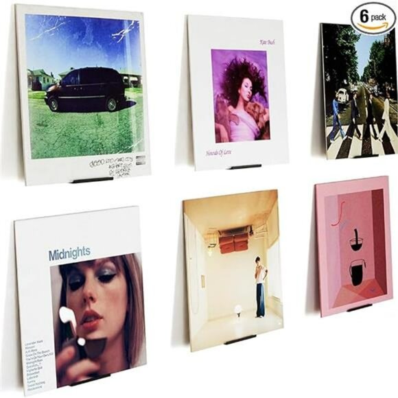 Set of 6 Wall Mounted Vinyl Record Display Shelves Metal Album Holder Racks - Picture 6 of 6